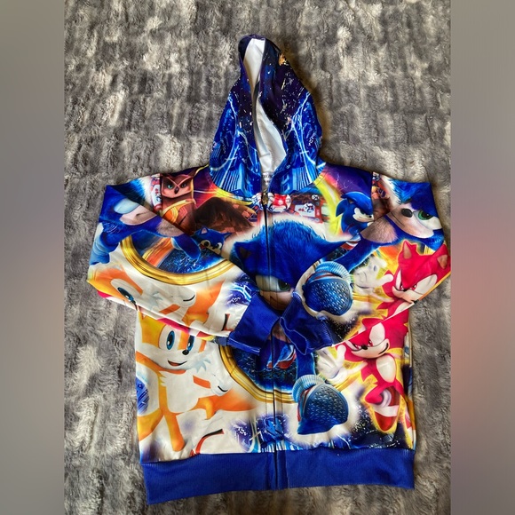 Thombase, size 120, fits my child like a 7-8, Sonic the Hedgehog hooded zipup - Picture 1 of 7